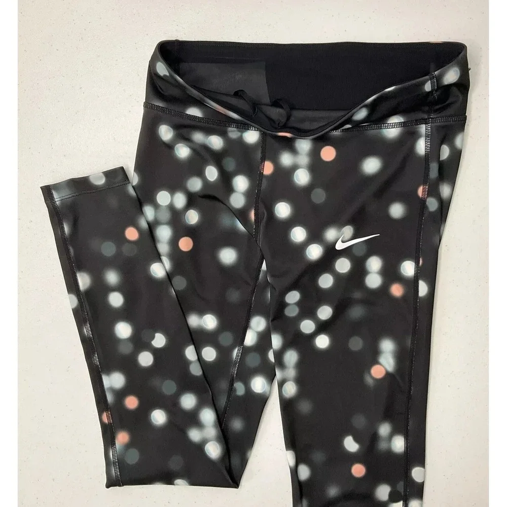 Nike Leggings Women Sz M Essential Fit Full Length Running 930465 Dots